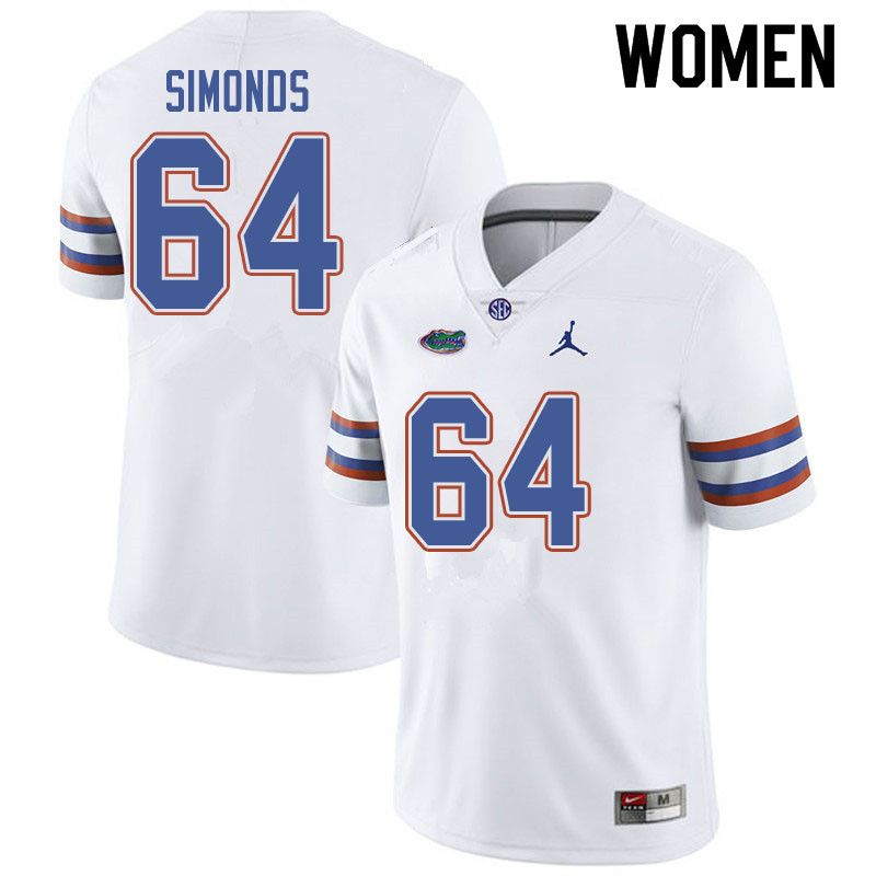 Jordan Brand Women #64 Riley Simonds Florida Gators College Football Jerseys Sale-White